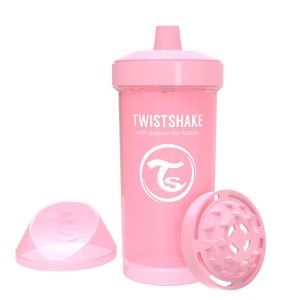 Kubek niekapek z uchwytami, z mikserem, 360 ml, różowy - Twistshake