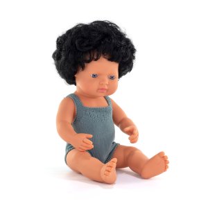 Pachnąca lalka, chłopiec, Europejczyk, Colourful Edition, czarne włosy, 38 cm - Miniland,