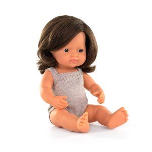 Pachnąca lalka, dziewczynka, Europejka, Colourful Edition, brązowe włosy, 38 cm - Miniland