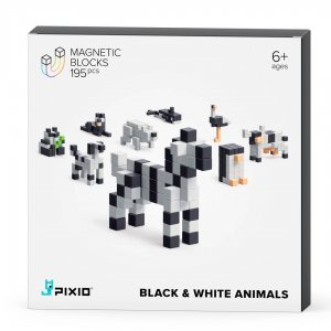 Klocki magnetyczne Black and White Animals, 195 szt., Story Series - Pixio