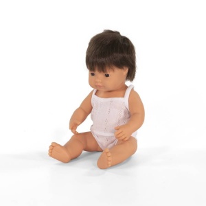 Pachnąca lalka, chłopiec, Europejczyk, brązowe włosy, 38 cm - Miniland,
