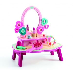Toaletka drewniana z akcesoriami, różowa - Djeco